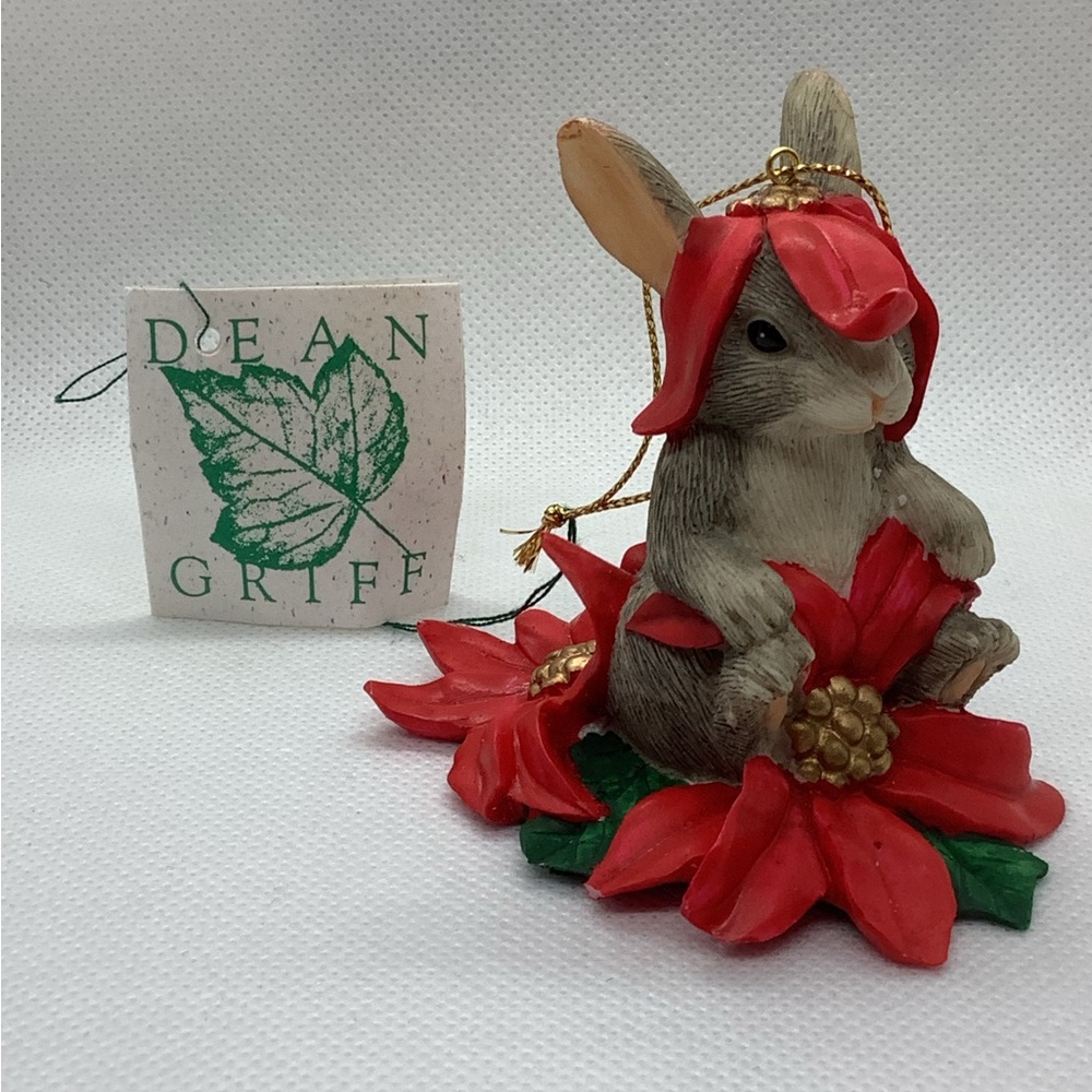 Vintage Charming Tails Ornament Dean Griff Christmas Flower Bunny Rabbit Hanging